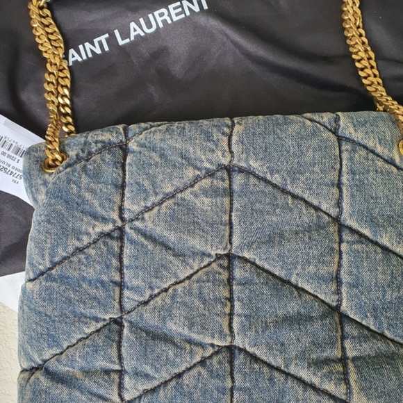 🆕 YSL Acid Denim Puffer Bag NEW 100% Authentic Yves Saint Laurent  Med NWT NEW - Picture 2 of 9